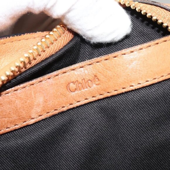Chloe Etel Hand Bag Leather 2way Brown Gold Auth - Picture 14 of 16
